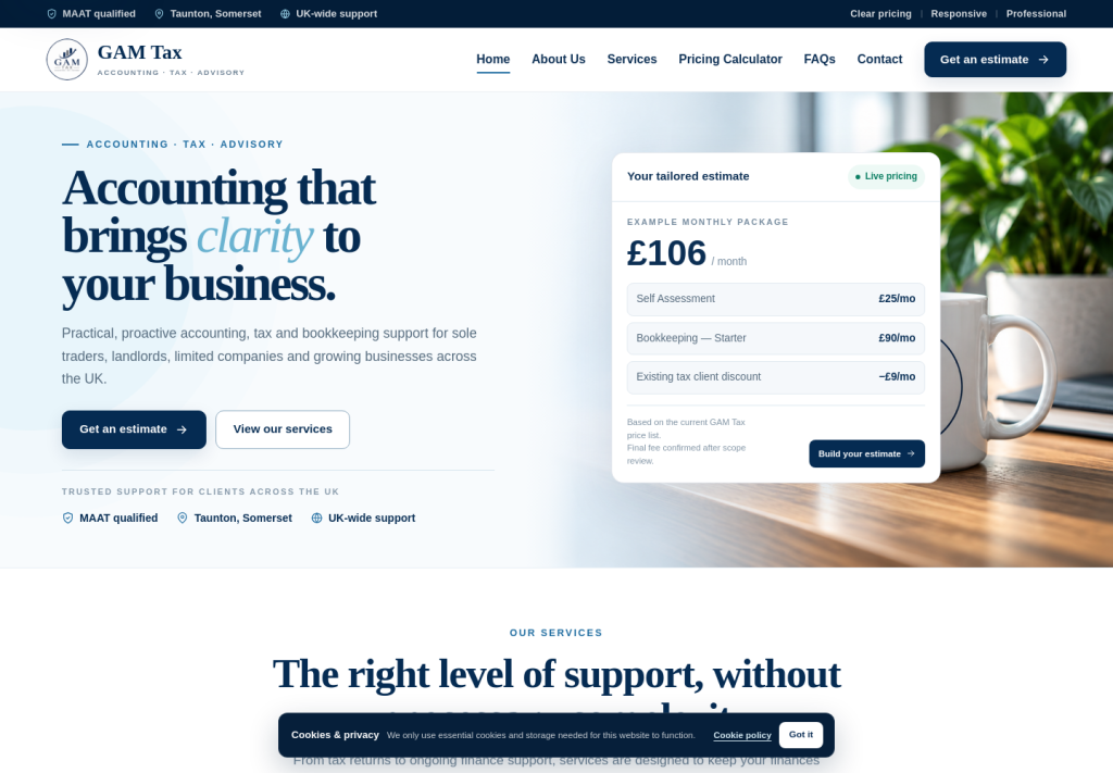 GAM Tax and Accountancy website