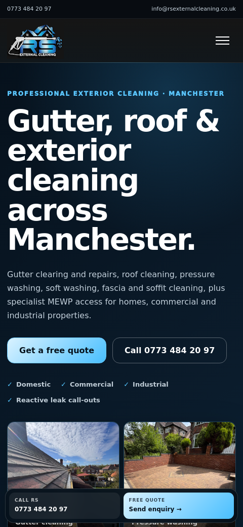 RS External Cleaning mobile website preview