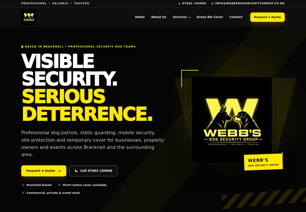 Webb’s Dog Security Group website