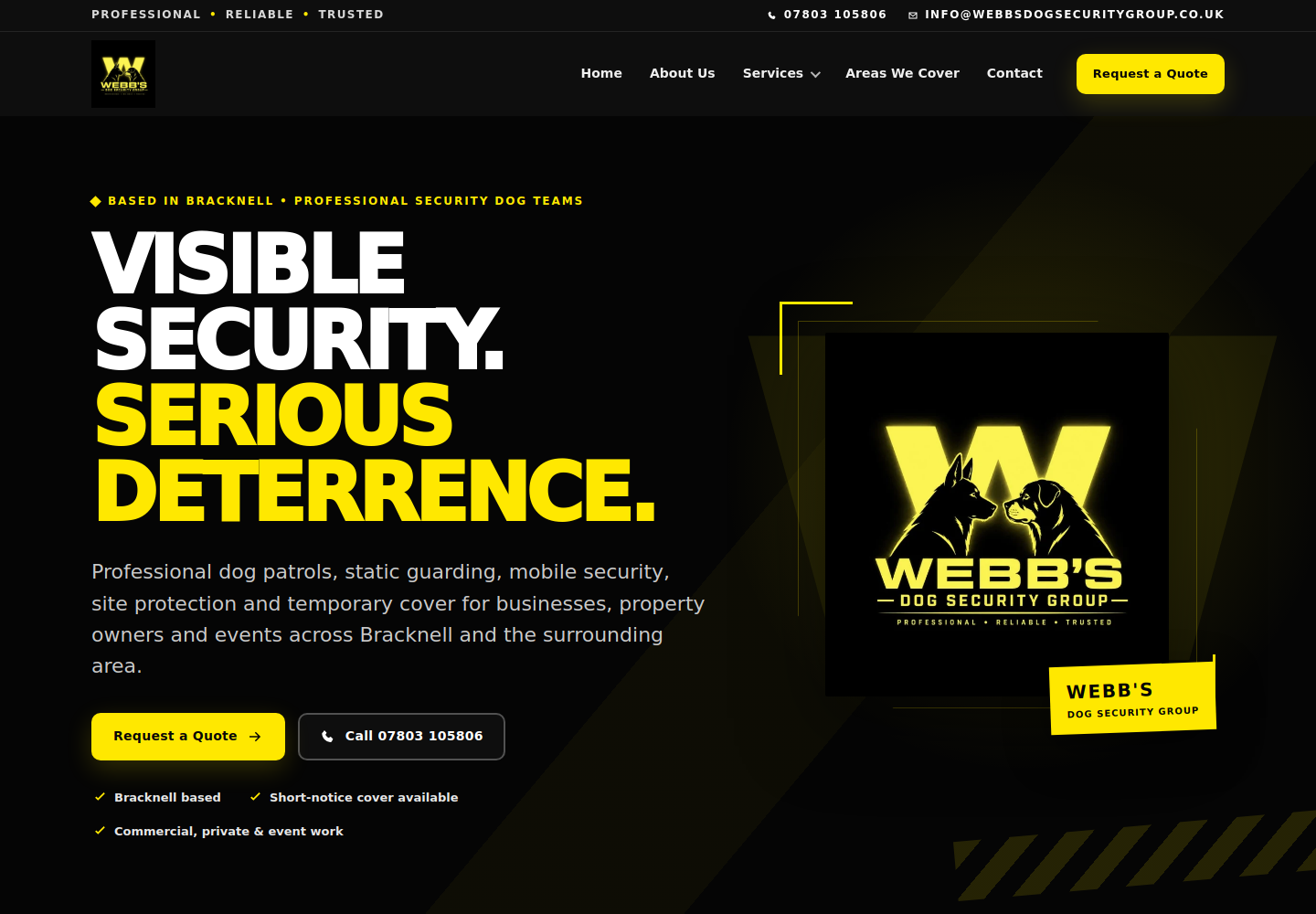 Webb’s Dog Security Group desktop website preview