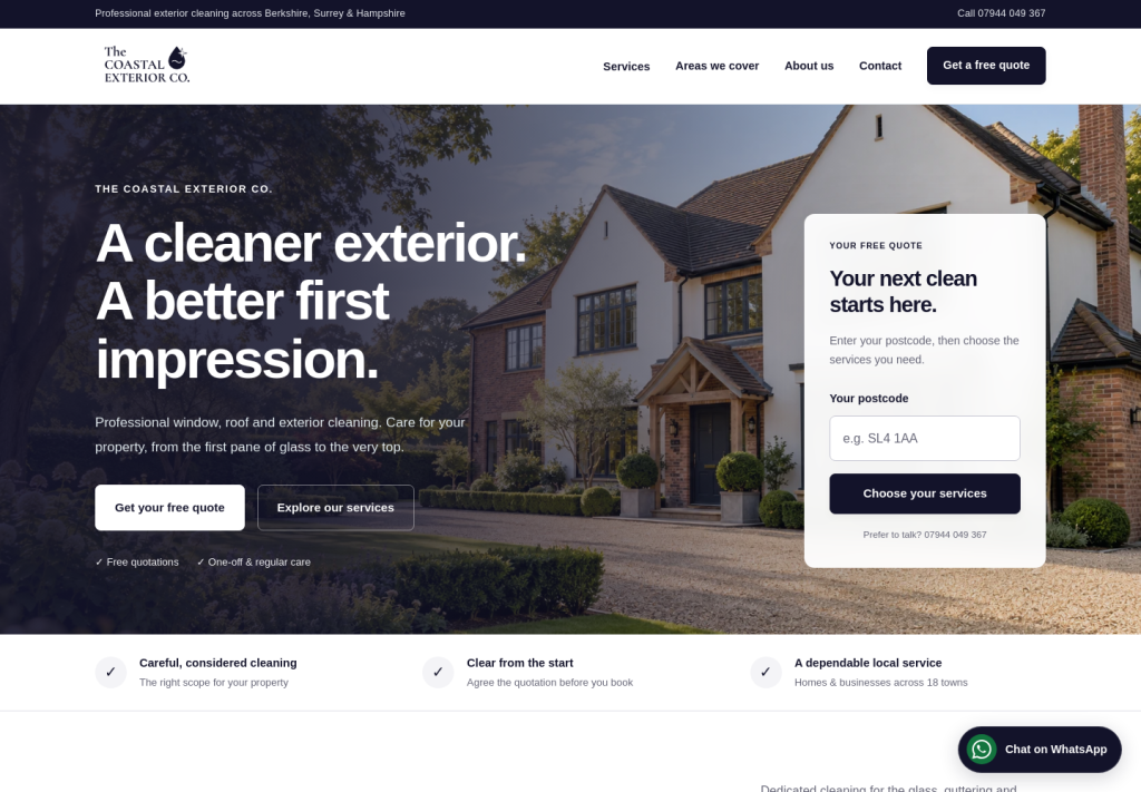 The Coastal Exterior Co website