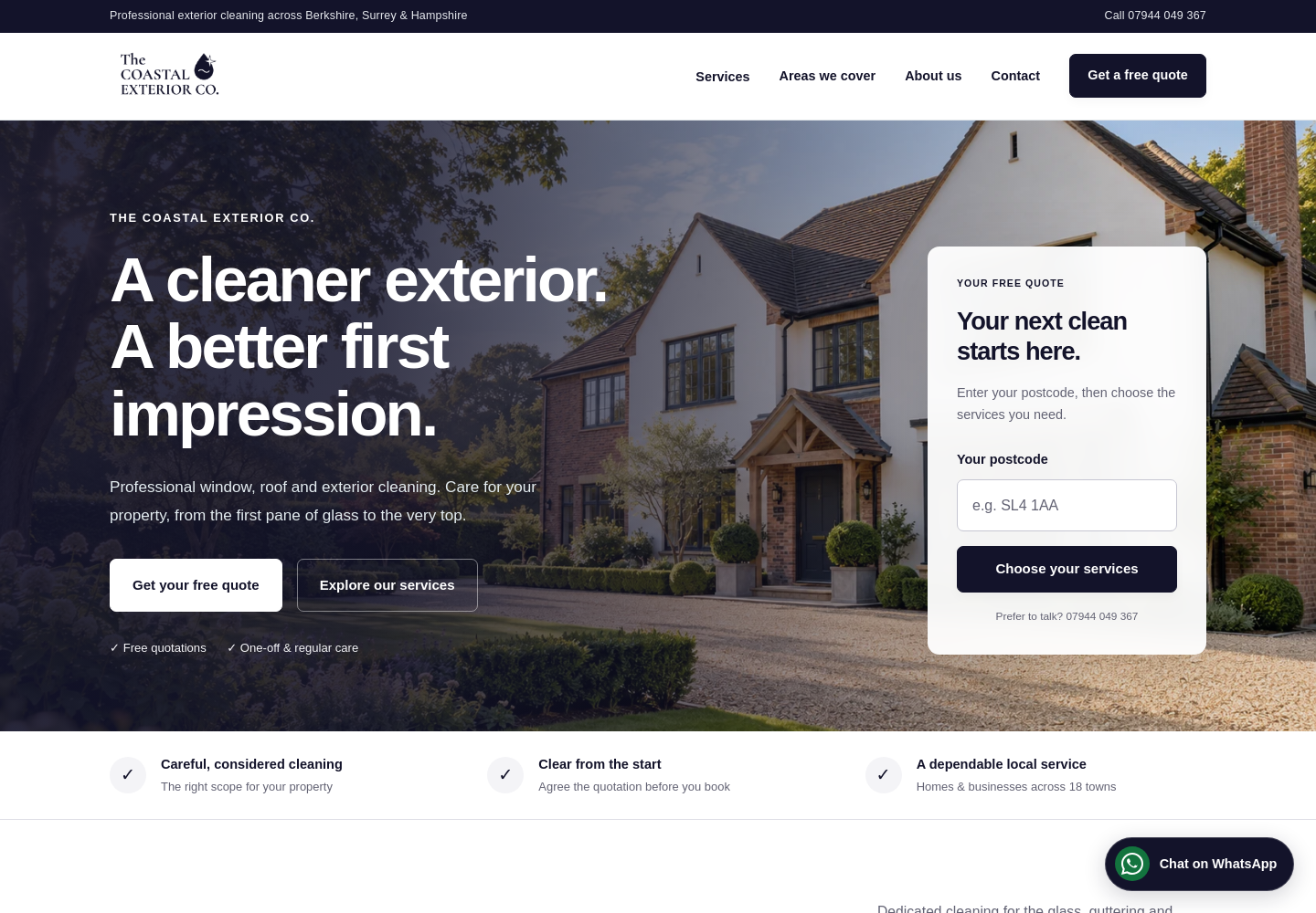 The Coastal Exterior Co desktop website preview