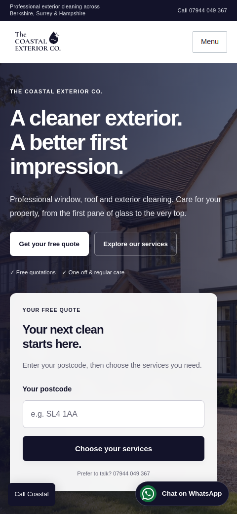 The Coastal Exterior Co mobile website preview